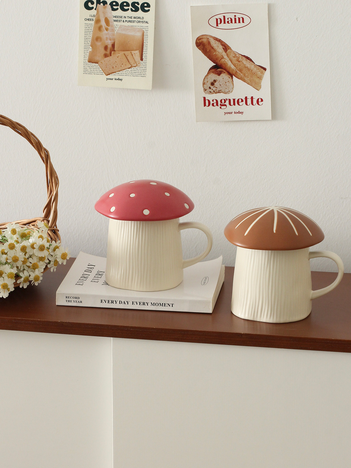 Manchester Royal Red Mushroom Ceramic Mug - Cute Novelty Coffee Cup with Lid
